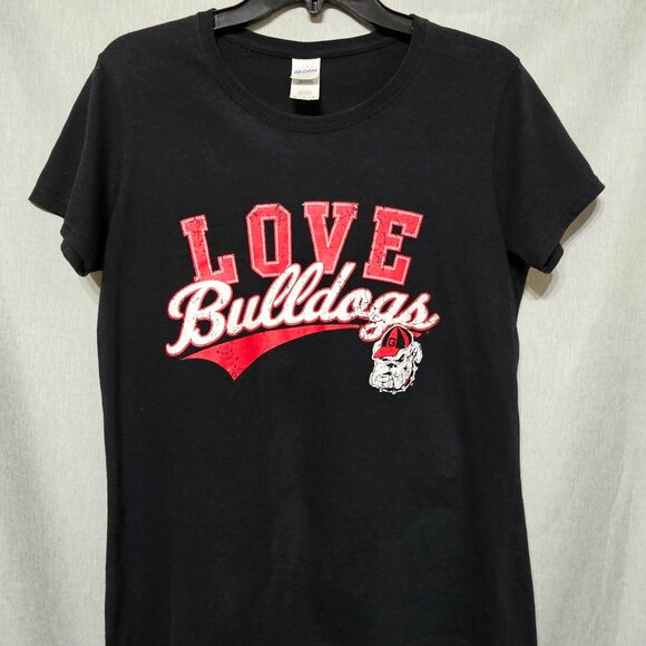 Womans Georgia Bulldog T-Shirt LOVE Bulldogs Tee Gildan Size M Football Tee - Picture 1 of 7